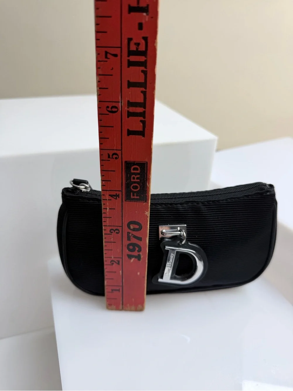 Mini Dior Beauty Bag in Black with Silver Hardware and D Charm
